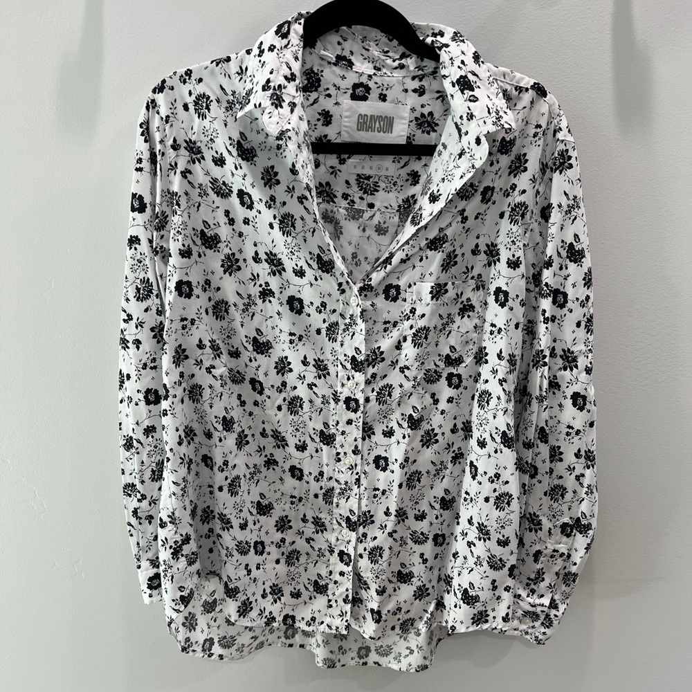 Grayson a spinoff brand of Frank & Eileen floral shirt Sz 4 (L) EUC